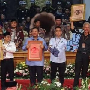 Pengundian nomor urut Capres-Cawapres peserta Piplres 2024, di KPU.