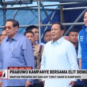 Prabowo Subianto melakukan kampanye akbar di Malang bersama partai Demokrat (screenshot YouTube tvOneNews)