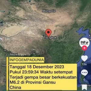 (Screenshot tiktok @infogempadunia, foto pusat gempa di China)