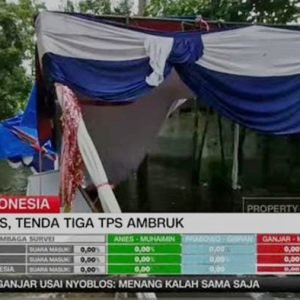 screenshot  YouTube @CNN (Tenda TPS diguyur hujan hingga ambruk)