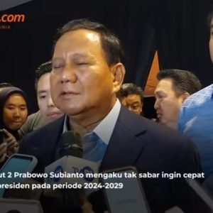 Wawancara Prabowo setelah menghadiri acara 'Trimegah Political and Economic Outlook 2024' (screenshot Youtube KompasTV)